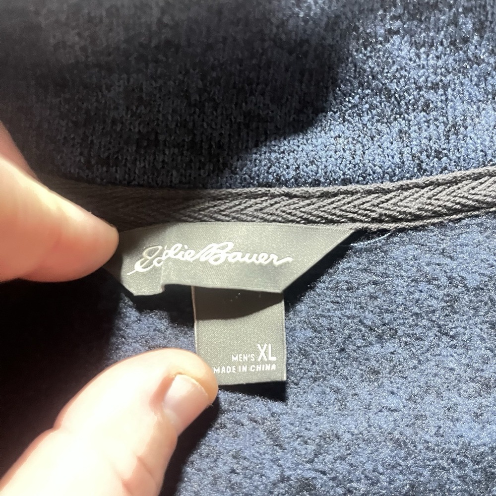 Eddie Bauer Radiator Fleece Mens Snap Mock Pullover XL 1/4 Button Blue Soft - Picture 3 of 12